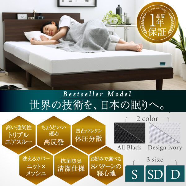 CospaSleep三つ折りマットレス敷布団　超熟 高反発 高通気 体圧分散 抗菌防臭 ベストセラーモデル - 画像 (3)