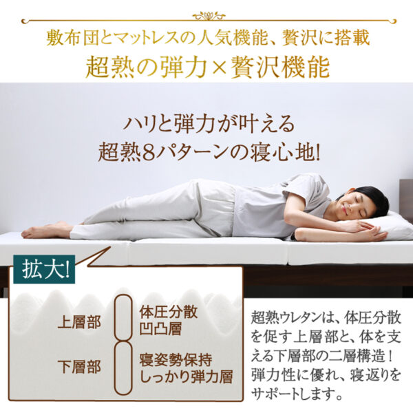 CospaSleep三つ折りマットレス敷布団　超熟 高反発 高通気 体圧分散 抗菌防臭 ベストセラーモデル - 画像 (11)