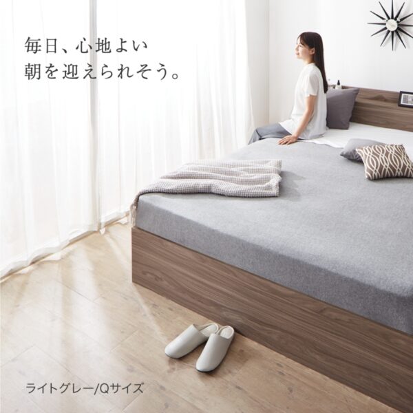 棚コンセント付き大型引き出し天然木調収納ベッド Ever X K&Q - 画像 (9)