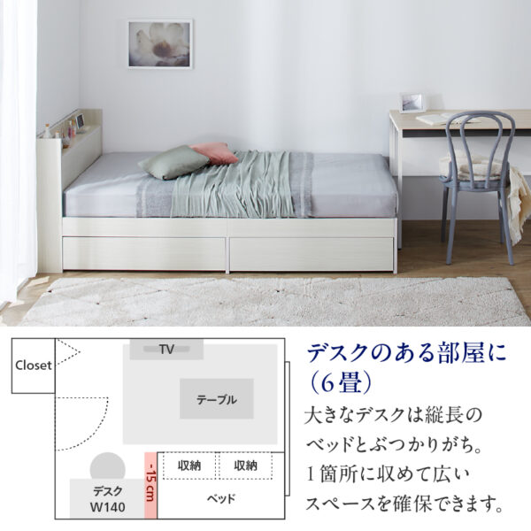 天然木調引き出し収納ベッド Ever X Compact - 画像 (3)